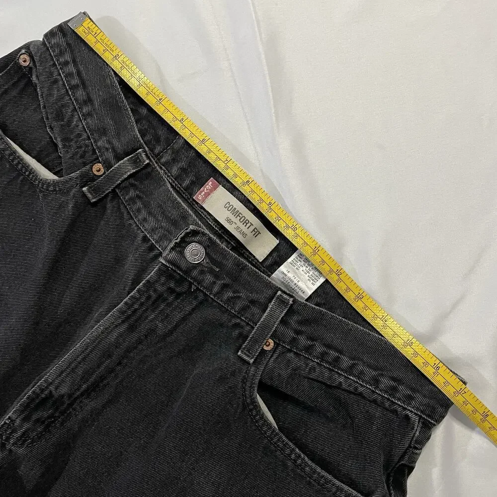 Vintage Levis 560 Black Jeans 36x30 Mens Actual 34x27 Loose Tapered Y2K